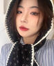 目丸韓版笑臉圍巾帽子一體百搭圍脖女冬季2025新款斗篷披肩外搭高級感 笑臉-黑色 曬單實拍圖