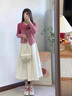 艾美琦美（AIMEIQIMEI）漸變紅色甜美針織毛衣2025新款秋季穿搭女套裝寬松顯瘦連衣裙長裙 套裝 S 曬單實拍圖
