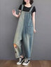 蘑菇同學(xué)減齡牛仔背帶褲女春夏季新款2025文藝撞色貼布連體長(cháng)褲牛仔褲女褲 藍色  L【建議120-135斤】 曬單實(shí)拍圖