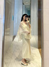 舒芳蝶（shufangdie）新中式連衣裙女2025秋冬新款高級感輕奢小披肩搭配針織吊帶套裝裙 白色披肩+米色連衣裙 M 曬單實(shí)拍圖