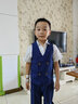 蘿卜唄唄（LUOBOBEIBEI）兒童禮服2025春夏款男童英倫條紋馬甲演出服套裝 藏青四件套 130 曬單實拍圖