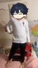 艾舞戈舞蹈服男童專(zhuān)業(yè)分體套裝跳舞服兒童中國舞形體服拉丁舞服裝 白色前V后圓長(cháng)袖（帶字）+蘿卜褲 130碼 參考身高130CM-140CM 曬單實(shí)拍圖