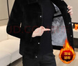 皮爾卡丹（pierre cardin）冬季加絨夾克男士仿仿水貂絨毛呢外套短款商務(wù)休閑帥氣翻領(lǐng)工裝上 2311黑色夾克 加絨 XL【適合130-145斤】 曬單實(shí)拍圖