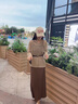 衣典零一（LEDIALYI）韓系針織衫吊帶裙子套裝女春秋季2024新款氣質(zhì)高級(jí)感連衣裙兩件套 卡其色 S 曬單實(shí)拍圖