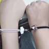 思梨字母定制情侶手鏈感應(yīng)磁吸熊抱兔相吸專屬小皮筋diy學(xué)生閨蜜禮物 情侶2條裝 不穿字母 曬單實(shí)拍圖