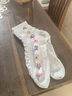 浪莎女士襪子女純棉秋季中筒襪吸汗透氣日系刺繡少女學(xué)生時(shí)尚可愛(ài)長(cháng)襪 豎排小花 均碼 曬單實(shí)拍圖
