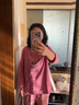 仕樂(lè)純棉卡通印花女款家居服圓領(lǐng)長(zhǎng)袖長(zhǎng)褲套裝可外穿本命年紅睡衣 胭脂紅  XL 曬單實(shí)拍圖
