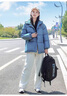 FSHE棉服女2025新款棉襖女學(xué)生韓版寬松短款冬天外套加厚面包服女 藍色 M 推薦120-140斤 曬單實(shí)拍圖