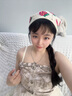 槿城春秋韓版時尚針織鉤花鏤空三角巾女甜美可愛少女風花朵頭巾潮R032 米色【大草莓三角巾】 曬單實拍圖
