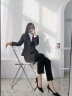 名流都会职业装女装套装长袖小西装女士正装工作西服面试 黑色西装+裤子（两粒扣） L（100-110斤） 实拍图