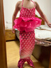 憶愛(ài)兒童泳衣女童美人魚(yú)衣服魚(yú)尾公主尾巴游泳衣三件套海灘分體比基尼 玫紅色  130cm 曬單實(shí)拍圖