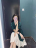 拉夏貝爾（La Chapelle）短袖連衣裙女裝2025年夏季新款時(shí)尚中長(zhǎng)款法式小個(gè)子夏天裙子雪紡 新墨綠色 L 曬單實(shí)拍圖