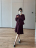 顏域紅色西裝穿搭一整套女2024新款冬季套裝西服外套半身裙兩件套 紅色 M/38 曬單實(shí)拍圖