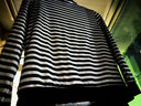 皮爾卡丹（pierre cardin）條紋棉長袖T恤女2023春秋季新款打底衫時尚顯瘦體恤衫圓領(lǐng)上衣 愛心條紋長袖 2XL 120-130斤 曬單實拍圖