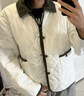 慕雪辭小香風(fēng)撞色菱格翻領(lǐng)棉服秋冬女2023時(shí)尚寬松百搭短款輕薄夾棉外套 白色 S 90-100斤 曬單實(shí)拍圖