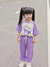 G.duck童裝女童套裝夏季24新款防蚊褲兒童套裝女孩卡通短袖衣服幼兒服裝 紫色 100尺碼2~3歲【 90-100cm】 曬單實(shí)拍圖
