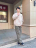 凡迪時(shí)尚扎染燈芯絨褲子男春秋款直筒寬松闊腿長(cháng)褲美式休閑褲痞帥臟臟褲 綠色 XL -130至145斤可穿 曬單實(shí)拍圖