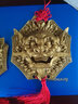 純黃銅獅子咬劍八卦鏡凸鏡家居掛件大門(mén)虎頭牌獸頭睚眥獅咬劍擺件 中號：對角直徑16cm 純銅獅咬劍掛牌 曬單實(shí)拍圖
