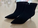 7or9 黑桑葚 法式小短靴踝靴秋冬5cm尖頭黑色可配裙子空氣棉短靴女 黑桑葚5cm- 配飾需要另外購買(mǎi) 37 曬單實(shí)拍圖