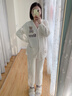 sohiwoo孕婦睡衣秋冬款加絨加厚班半邊絨保暖月子服冬季產后哺乳家居服套 奶白熊 M 曬單實拍圖