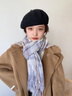 啄木鳥美拉德風圍巾女冬暖絨加厚保暖撞色格子披肩韓版2024新款配大衣潮 藍灰 曬單實拍圖