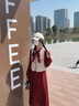 韓璐嬌（hanlujiao）紅色秋冬連衣裙女裝2024新款氛圍感穿搭新年戰袍馬甲小香風(fēng)套裝裙 馬甲+紅色連衣裙 M【96-110斤】 曬單實(shí)拍圖