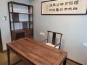 工木森新中式實(shí)木書(shū)桌老榆木禪意書(shū)法書(shū)畫(huà)桌家用書(shū)房電腦辦公桌子胡桃色 一桌一長(cháng)梳椅[贈筆架+坐墊] 120x60x75cm 曬單實(shí)拍圖