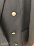 MO&Co.西裝綿羊毛精紡復古雙排金扣寬肩廓形外套通勤休閑摩安珂 黑色 L 170 曬單實(shí)拍圖