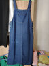 嘉鈺潮庫大碼背帶裙胖mm顯瘦連衣裙女胖妹妹庶肚子夏韓版復古牛仔春秋中長(cháng) 深藍色 XL碼【建議125-135斤】 曬單實(shí)拍圖