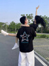一寸相思情侶裝夏季短袖t恤男套裝新款潮流寬松一男一女學(xué)生百搭高中班服 女黑+男黑 均碼 女M+男L 曬單實拍圖