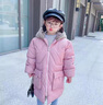 G.duck冬季新款女童羽絨棉服韓版中大童女寶加厚加絨洋氣保暖外套棉襖 粉紅色 130 建議身高120厘米左右 曬單實(shí)拍圖