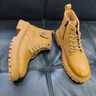 楓葉楓葉馬丁靴男鞋春季新款潮流百搭休閑鞋防滑耐磨厚底高幫靴子男 土黃【標準皮鞋碼】 41 曬單實(shí)拍圖