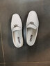 沙馳（SATCHI）男鞋新款男士豆豆鞋時(shí)尚休閑金屬飾扣透氣頭層牛皮舒適套腳樂(lè )福鞋 白色212142081Z 39 曬單實(shí)拍圖