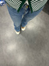 MO&Co.含桑蠶絲后開(kāi)叉高腰顯瘦直筒美式復古牛仔褲褲子女摩安珂 牛仔藍色 XS 25 曬單實(shí)拍圖