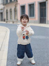 幼歌（YOUGE）嬰幼兒2023新款加絨衛衣蝴蝶結可愛(ài)抓絨加厚連帽衛衣潮 奶白 90 cm 曬單實(shí)拍圖