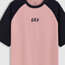 GAP男女裝2025春季新款純棉印花logo撞色插肩袖短袖T恤上衣725618 粉色 XS (165/84A)亞洲尺碼 曬單實(shí)拍圖