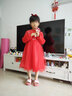 巴拉巴拉（BALABALA）兒童連衣裙女童裙子新年網(wǎng)紗公主裙拜年服 中國紅60611 130 cm 曬單實(shí)拍圖