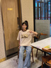 公雞冠軍（rooster champion）短袖T恤男夏季新款寬松潮流淺杏色圓領(lǐng)印花重磅內搭山系情侶上衣 淺杏 M（130-160斤） 曬單實(shí)拍圖