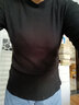 橫行道2024新款韓版七分袖女裝中長(cháng)袖寬松休閑t恤外穿v領(lǐng)顯瘦打底衫女 黑色 2XL 曬單實(shí)拍圖