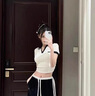 AEMAPE超洋氣一長(zhǎng)一短polo衫短袖上衣t恤2025夏裝新款寬松情侶裝兩件套 女杏短款+男杏珠地棉+繡花 常規(guī) M 女+XL男 曬單實(shí)拍圖