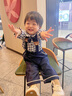 幼歌（YOUGE）寶寶時(shí)尚可愛(ài)小熊背帶褲嬰幼兒撞色英倫學(xué)院風(fēng)百搭褲子 藏青背帶褲（66-90兩用襠） 80cm 曬單實(shí)拍圖