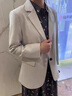 奧絲婕（Aosijie）高端品牌 小西裝女短款2025春秋新款韓版寬松休閑小個子西服外套 杏灰色 M 曬單實拍圖