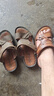 老人頭男鞋夏季新品涼鞋真皮柔軟休閑沙灘鞋男厚底防滑中年涼拖鞋特大碼 棕色 37 曬單實(shí)拍圖