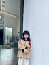 艾萊依短款羽絨服女士新款冬季時尚拼接針織翻領(lǐng)軟糯外套運動短裝 松果棕 S 155【建議80-110斤】 曬單實拍圖