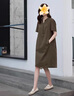 clotho Rennie品牌女裝休閑棉麻連衣裙女夏季2025年新款時(shí)尚簡(jiǎn)約遮肚顯瘦裙子 咖色 M 曬單實(shí)拍圖