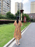 梵花秀（fanhuaxiu）中年媽媽夏裝連衣裙2025新款中老年人女夏季棉麻長裙奶奶棉綢裙子 黃色高品質(zhì)連衣裙 2XL 建議穿110-125斤 曬單實拍圖
