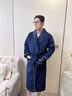 莫代爾夾棉睡袍男加肥加大碼冬季加絨加厚三層夾棉男款睡衣浴袍 2142寶藍 5XL (215-245斤) 曬單實(shí)拍圖