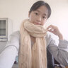 目丸圍巾女日系純色復古原宿秋冬季韓版長(cháng)款加厚學(xué)生保暖毛線(xiàn)針織圍脖 米色 曬單實(shí)拍圖