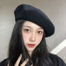 鑫豪睿帽子女毛呢貝雷帽女秋冬日系百搭畫家帽顯臉小氣質(zhì)復古蓓蕾南瓜帽 百搭-黑 均碼 可調(diào)節(jié) 曬單實拍圖