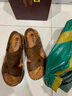 木林森涼鞋沙灘鞋戶(hù)外休閑鞋真皮牛筋底防滑兩用中年涼拖鞋軟底軟皮涼鞋 MLS97661【卡其色】 41 曬單實(shí)拍圖